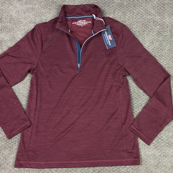 Vineyard Vines On The Go Sankaty Quarter Zip Pullover Men's Small Crimson - Picture 2 of 15